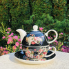 Zestaw tea for one VINTAGE FLOWERS BLACK 