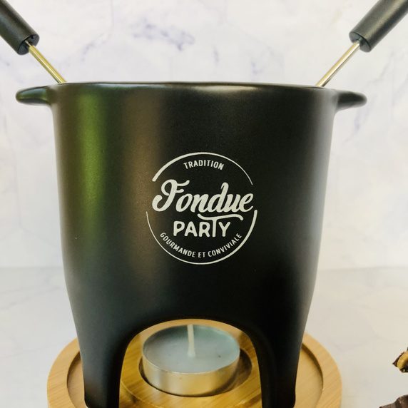 Fondue zestaw garnek kociołek do fondue porcelana