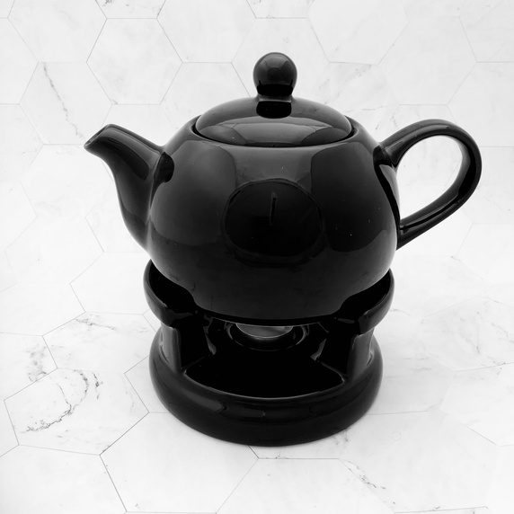 Dzbanek z podgrzewaczem czarny dzbanek do herbaty, kawy 1 litr.