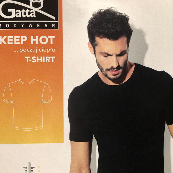 Czarny t-shirt męski keep hot krótki rękaw.