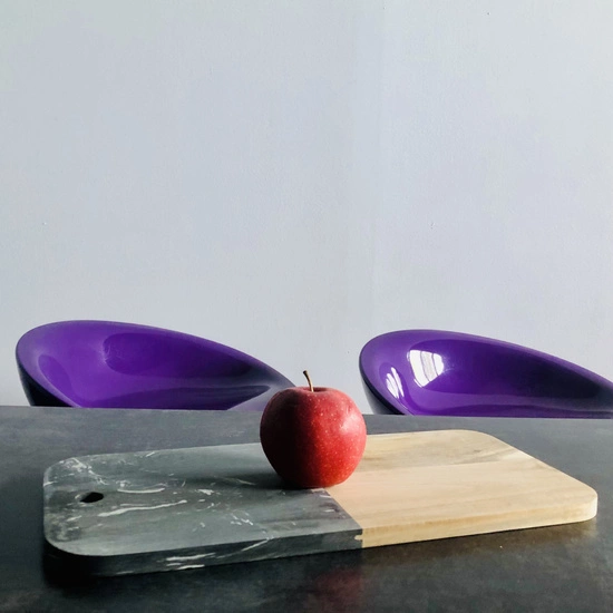 Deska do krojenia z marmuru i drewna grafit 38x18