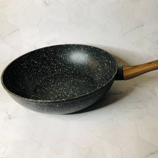 Patelnia WOK granitowy NATURE do smażenia duszenia 28 cm gaz indukcja