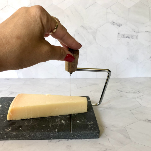 Krajalnica do serów marmurowa z przecinakiem deska  do serów gilotyna  czarny marmur premium