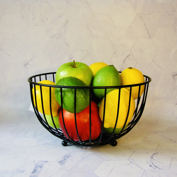 Koszyk metalowy czarny na owoce warzywa kosz metalowy czarny loft 25 cm